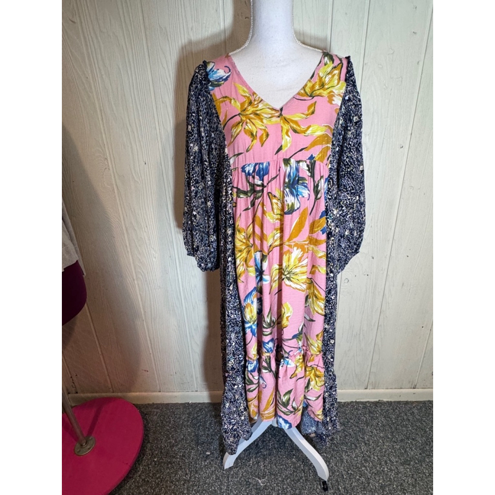 GIGIO High Low Dress Pink Blue Floral Size Large